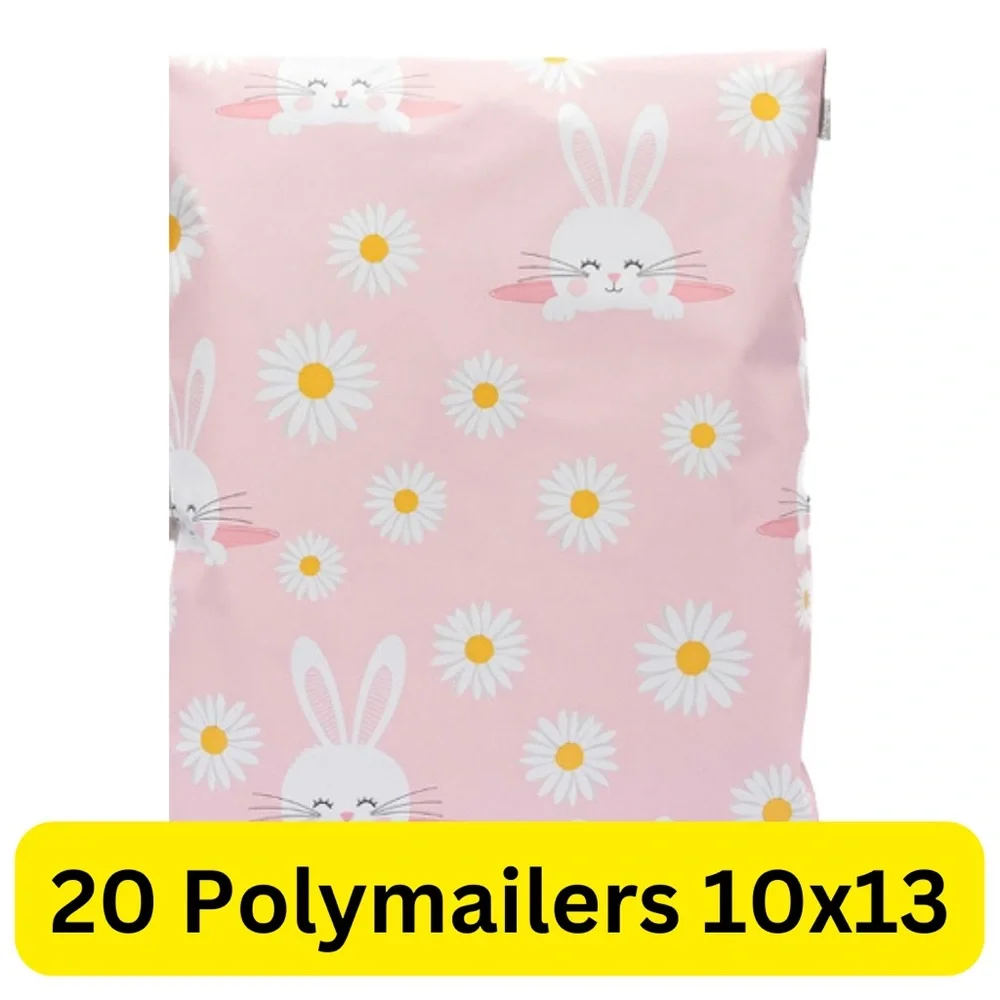 20 Easter bunny pink poly mailers 10x13